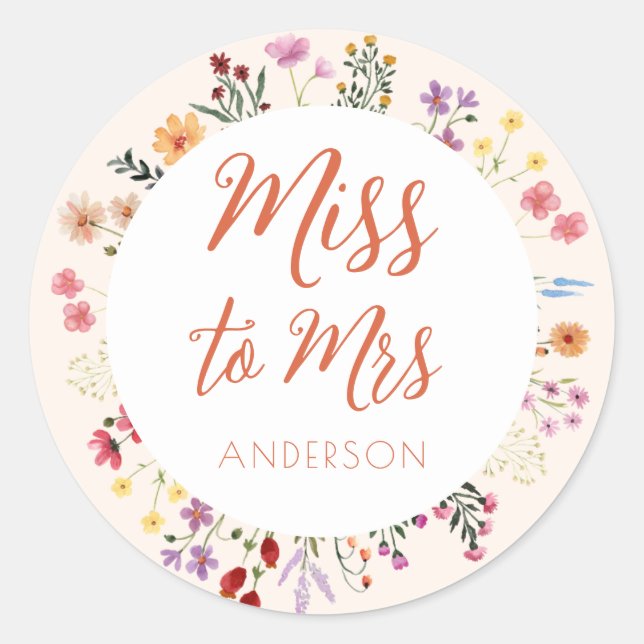 Sticker Rond Mariage automnal fantaisiste de Mlle à Mme Shower (Devant)
