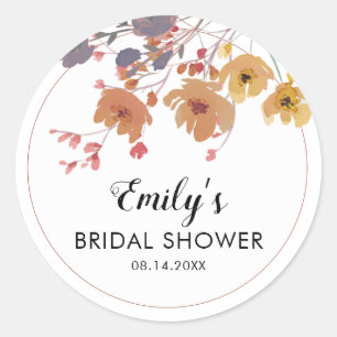 Sticker Rond Mariage automnal floral aquarelle