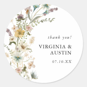 Sticker Rond Mariage aux Fleurs Sauvages
