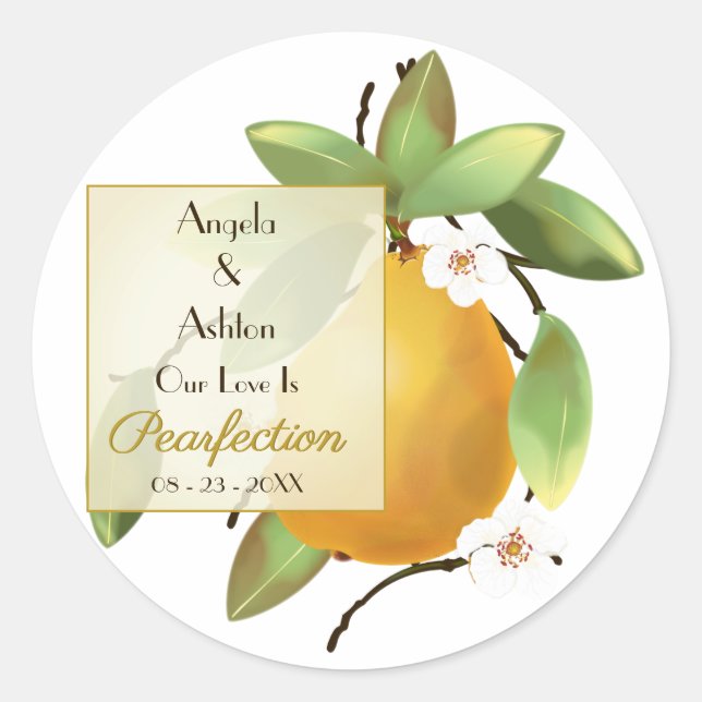 Sticker Rond Mariage aux Fruits de Poire  (Devant)
