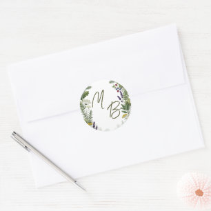 Sticker Rond Mariage aux Initiales de la Forêt Rustique de la C