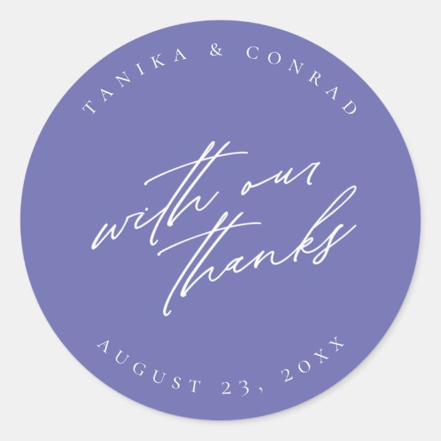 Sticker Rond Mariage Avec Nos Merci Wht/Peri ID954 (Devant)