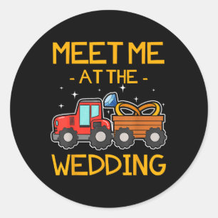 Sticker Rond Mariage Bearer Tractor Bride Groom Réception