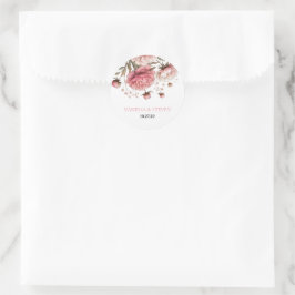 Sticker Rond Mariage Big Pink Blooms