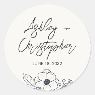 Sticker Rond Mariage blanc de lait végétal végétal minimal