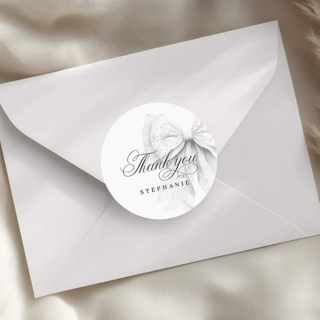 Sticker Rond Mariage Blanc Perles Nœud Papillon (Créateur téléchargé)