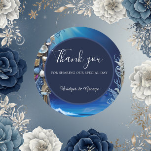 Sticker Rond mariage bleu côtier