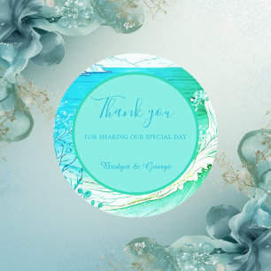 Sticker Rond mariage bleu côtier