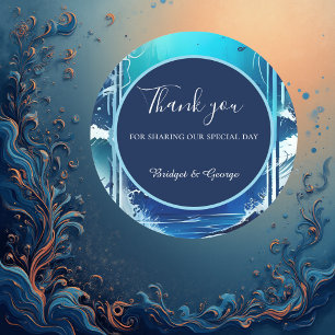 Sticker Rond mariage bleu côtier