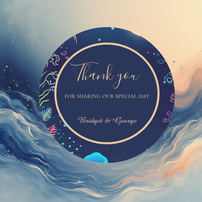 Sticker Rond mariage bleu côtier (Créateur téléchargé)