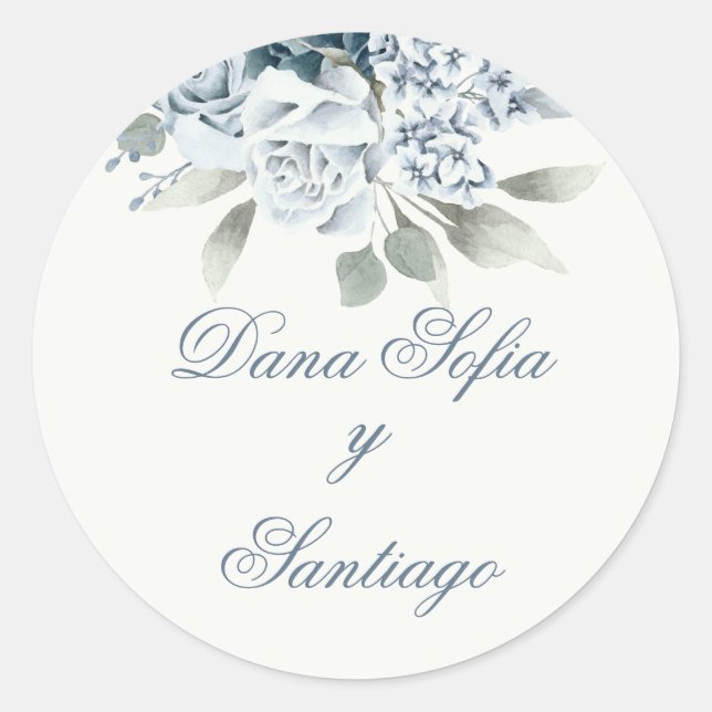 Sticker Rond Mariage bleu espagnol (Devant)