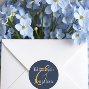Sticker Rond Mariage bleu opulent
