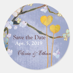 Sticker Rond Mariage bleu poudre Enregistrer la date