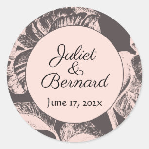 Sticker Rond Mariage Blush et Taupe