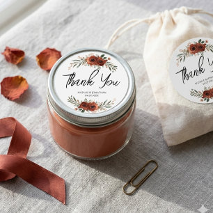 Sticker Rond Mariage Bohème Floral Terracotta Atmosphérique 