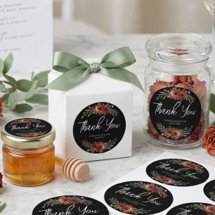 Sticker Rond Mariage Bohème Floral Terracotta Sombre