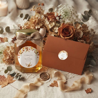 Sticker Rond Mariage Bohème Terracotta Fleur Sauvage Automne