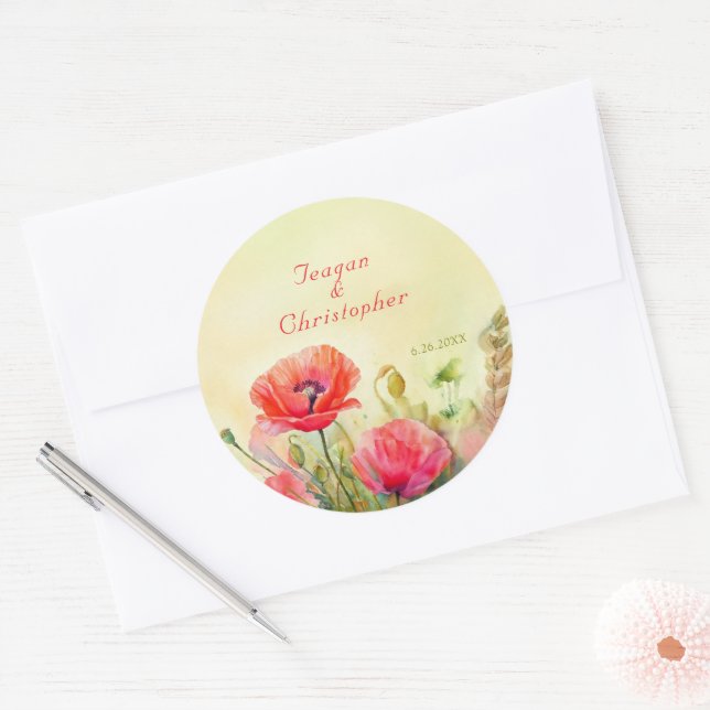 Sticker Rond Mariage Boho de fleurs d'aquarelle (Enveloppe)