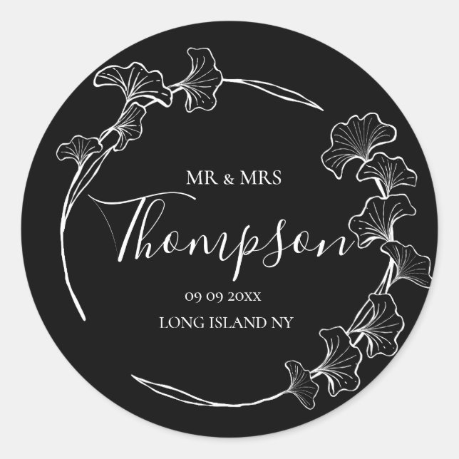 Sticker Rond Mariage Boho Personnaliser Texte Classic Sticke Ro (Devant)