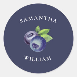 Sticker Rond mariage botanique bleu bleus