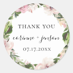 Sticker Rond Mariage botanique Dusty Mauve Favoriser