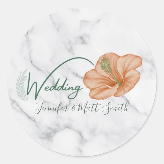 Sticker Rond Mariage botanique Vintage simple (Devant)