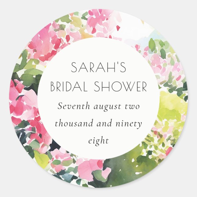 Sticker Rond Mariage Bougainville Tropical Vert Rose (Devant)