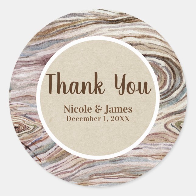 Sticker Rond Mariage campagnard d'aquarelle Rustique de grain d (Devant)