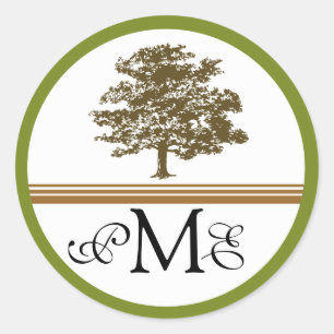 Sticker Rond Mariage campagnard en chêne