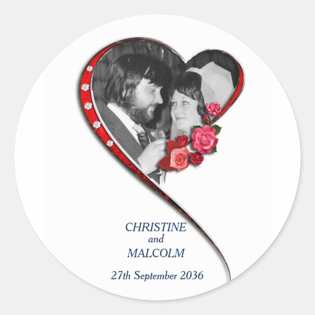 Sticker Rond Mariage cardiaque (Devant)