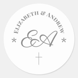 Sticker Rond Mariage catholique monogramme