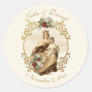 Sticker Rond Mariage catholique traditionnel du mont Carmel