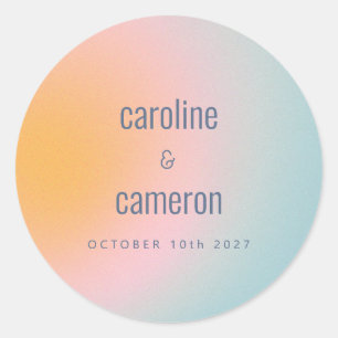 Sticker Rond Mariage céleste Pastel bleu rose pâle