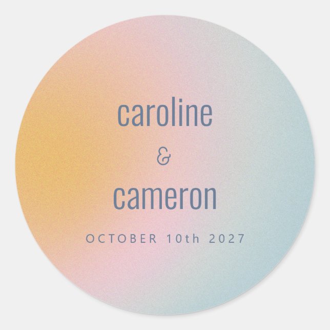 Sticker Rond Mariage céleste Pastel bleu rose pâle (Devant)