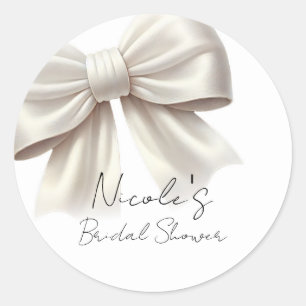 Sticker Rond Mariage Champagne Perle Ivoire Blanc Ruban