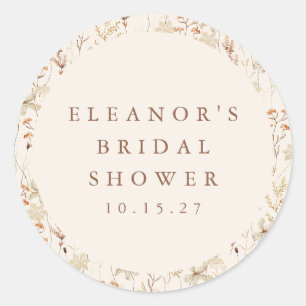Sticker Rond Mariage Champêtre Bohème Fleurs de Prairie Floral