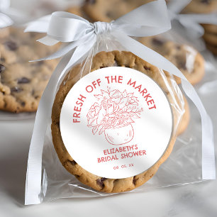 Sticker Rond Mariage Champêtre Corail Fraîchement Sorti du Marc