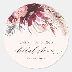 Sticker Rond Mariage Champêtre Fleurs de Bourgogne Herbe de Pam