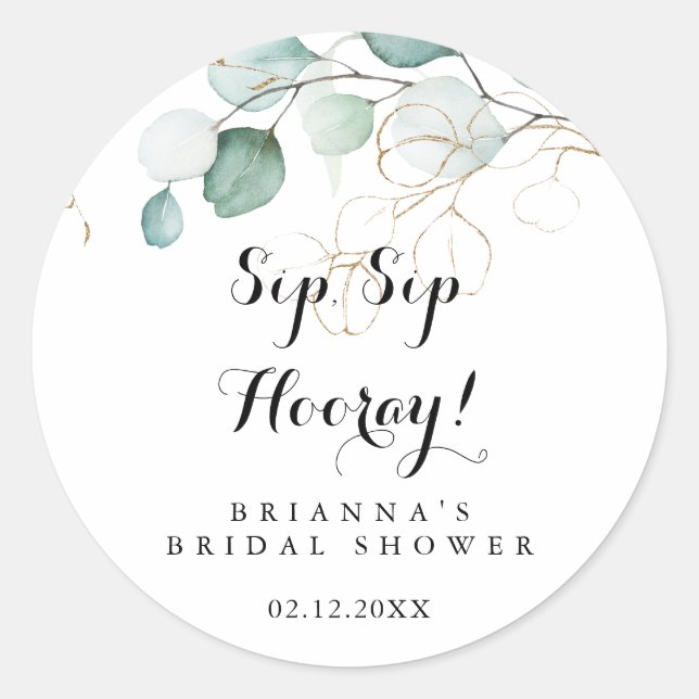 Sticker Rond Mariage Champêtre Fleurs d'Or Sip Sip Hourra (Devant)