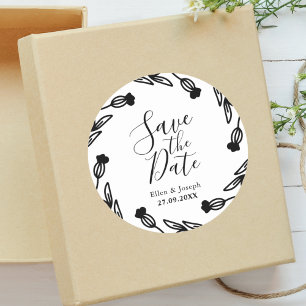 Sticker Rond Mariage Champêtre Fleurs Sauvages Faire-Part de Da