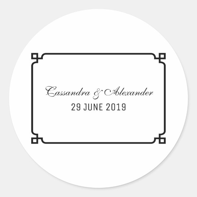 Sticker Rond Mariage chic Black Deco (Devant)