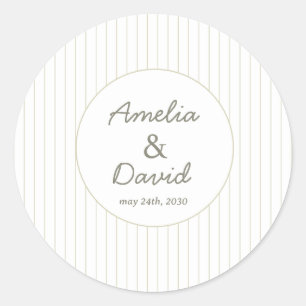 Sticker Rond Mariage chic minimaliste rayé vert 
