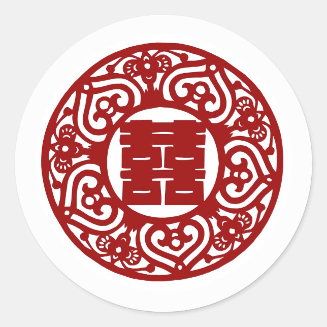 Sticker Rond Mariage chinois avec double bonheur (Devant)