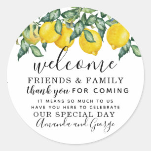 Sticker Rond Mariage citron faveur personnalisée merci