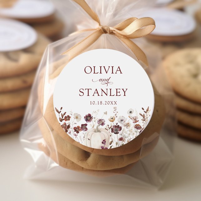 Sticker Rond Mariage Citrouille Fleur sauvage  (Créateur téléchargé)