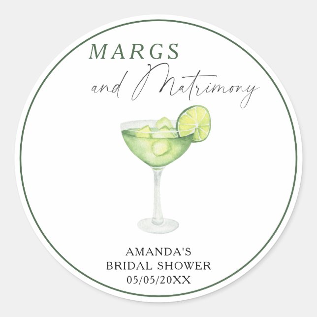 Sticker Rond Mariage civil et Margs à l'aquarelle (Devant)
