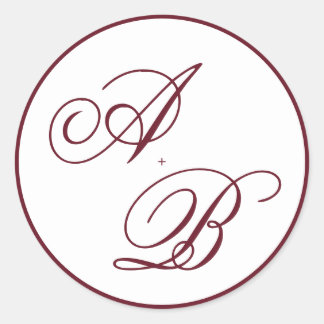 Sticker Rond Mariage Classique à l'encre profonde de Bourgogne