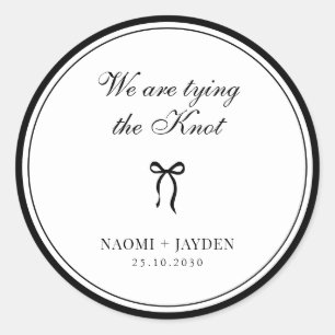 Sticker Rond Mariage Classique Ancien Argent Noir & Blanc