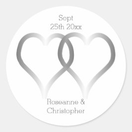 Sticker rond mariage classique Coeurs d'argent
