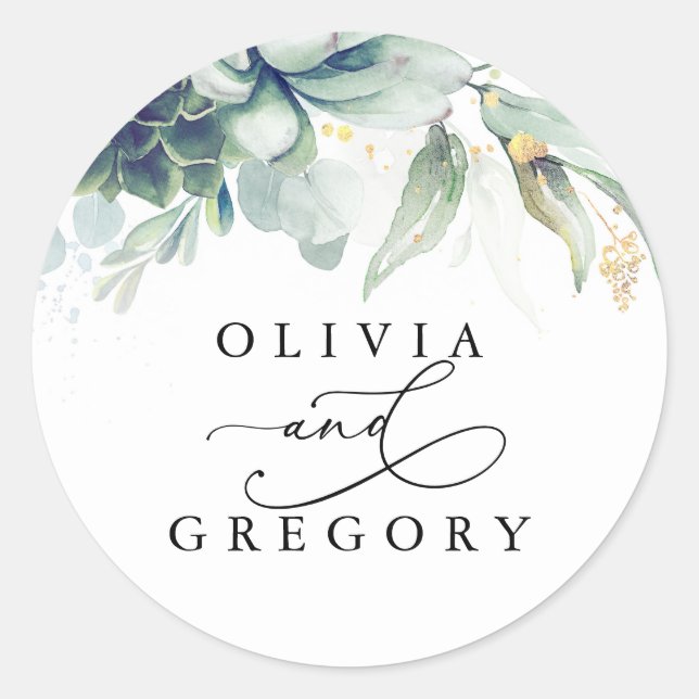 Sticker rond Mariage classique de verdure Succulen (Devant)